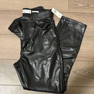 Abercrombie & Fitch Curve Love Vegan Leather Pants in Black